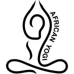 The pic shows the logo of African Yogi in a Lotus position